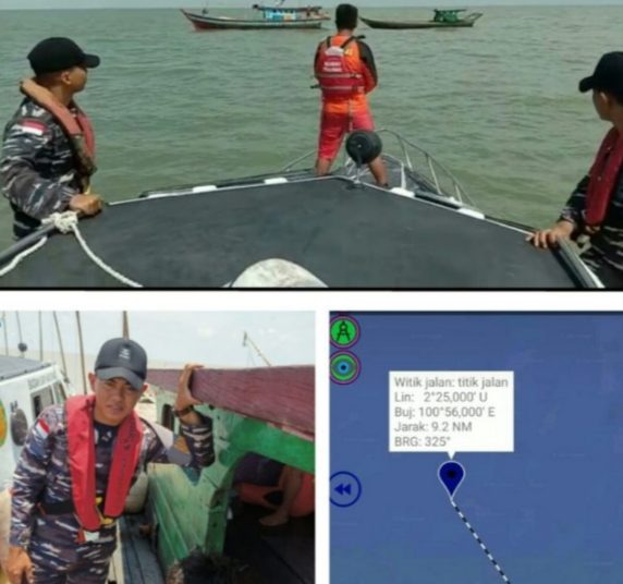 Kapal tanpa nama bersama nelayan Anto Butar butar di  selamatkan